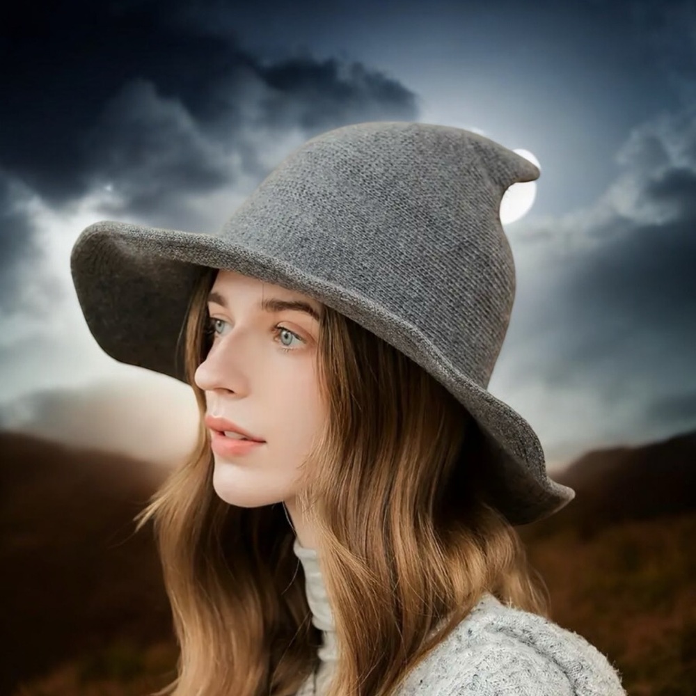 Grey Witchcraft Unisex Woolen Hat WarmStylish for Halloween or‎ Daily Wear